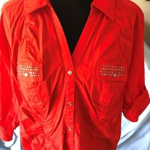 Orange button down shirt